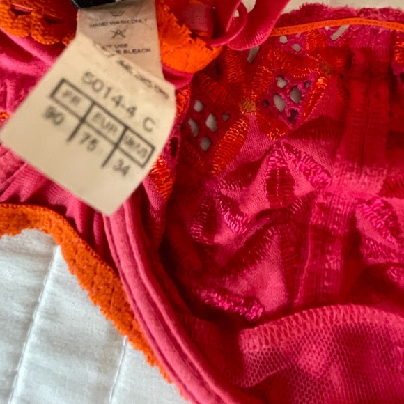 AUBADE Paris BAHIA Balconette SHOWGIRL Orange Underwire Demi Bra Sz 34C Lace - Picture 8 of 11